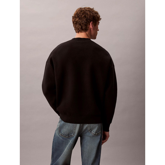 Calvin Klein Ανδρική πλεκτή μπλούζα Cotton Blend Monogram Logo Relaxed Sweater